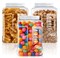 3 Pieces 1 Gallon Clear Plastic Jar with Ribbed Liner Screw on Cap Wide Mouth Square Screw Top Food Storage Containers PET Plastic Canisters with Lids Grip Jars Food Safe